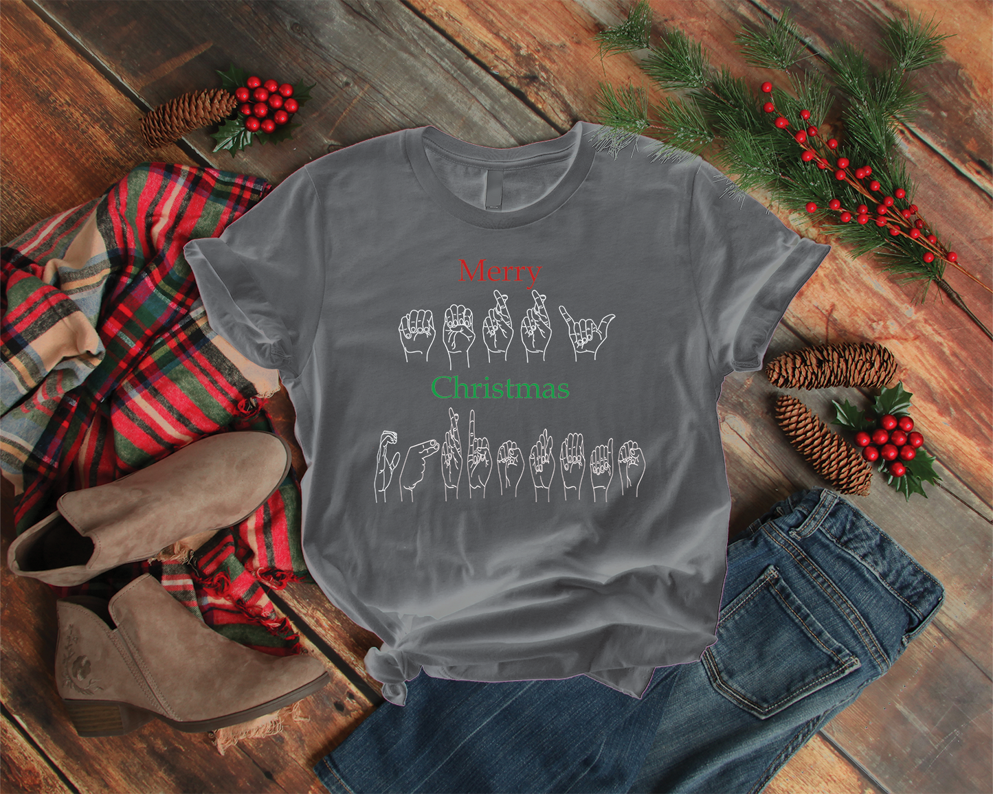 Merry Christmas American Sign Black Language Transfer